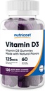 Nutricost Vitamin D3 Gummies 5000 i.e. (125mcg), 120 Gummies - mešane jagodne arome, 60 Serving