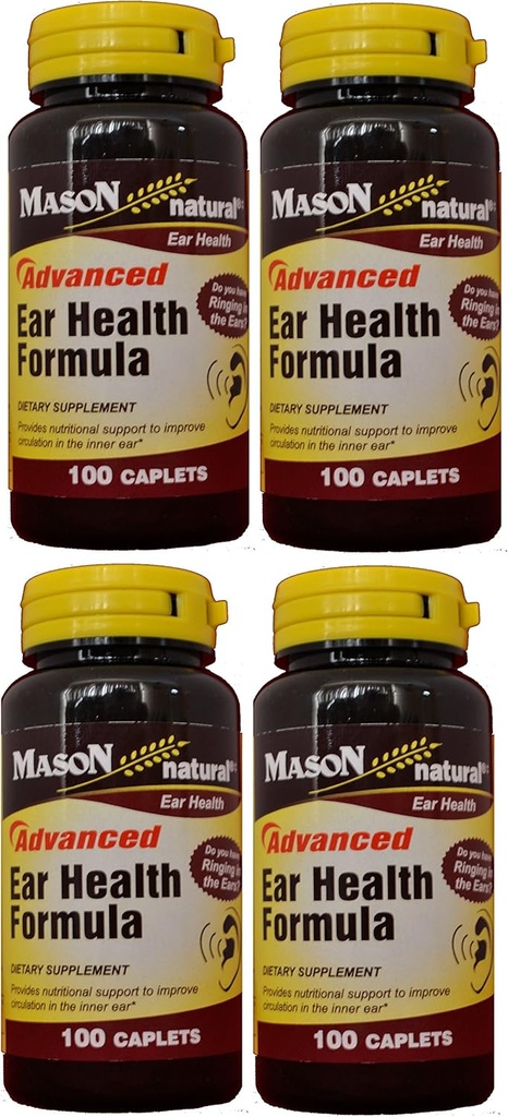 Mason Natural Advance Ear Health Formula Bioflavonoidi Plus 100 Caplets na steklenico Pakiranje 4 skupaj 400 Kaplet