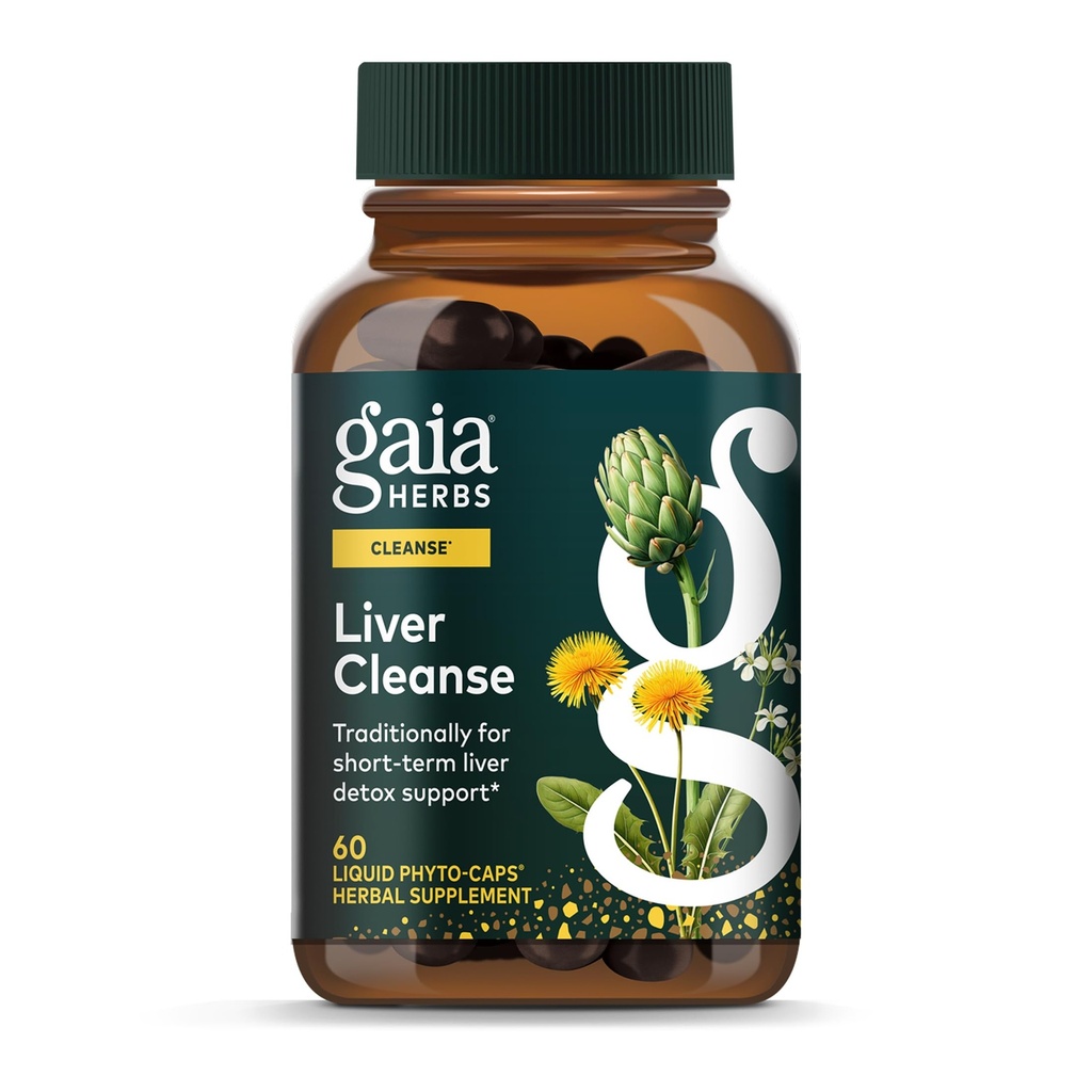 Gaia Herbs Jetra Cleanse - Jetrna zdravstvena podpora Zeliščni dodatek z mlekom Thistle, Burdock, Kurkurja, Dandelion & More* - 60 Vegan Liquid Phyto-Caps (30 strežajev)