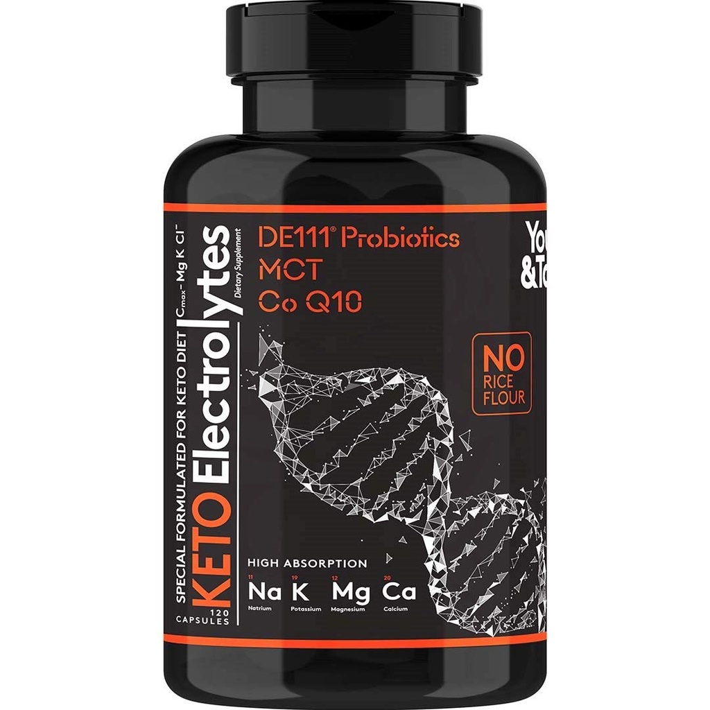 Keto Elektrolit Kapsule z MCT, Magnezij, Kalij in cink – Probiotiki, CoQ10 & Vitamin D3 za hidracijo, energijo, podporo na tešče, diete z nizko vsebnostjo ogljikovih hidratov in karnivor – 120 tablete brez arome