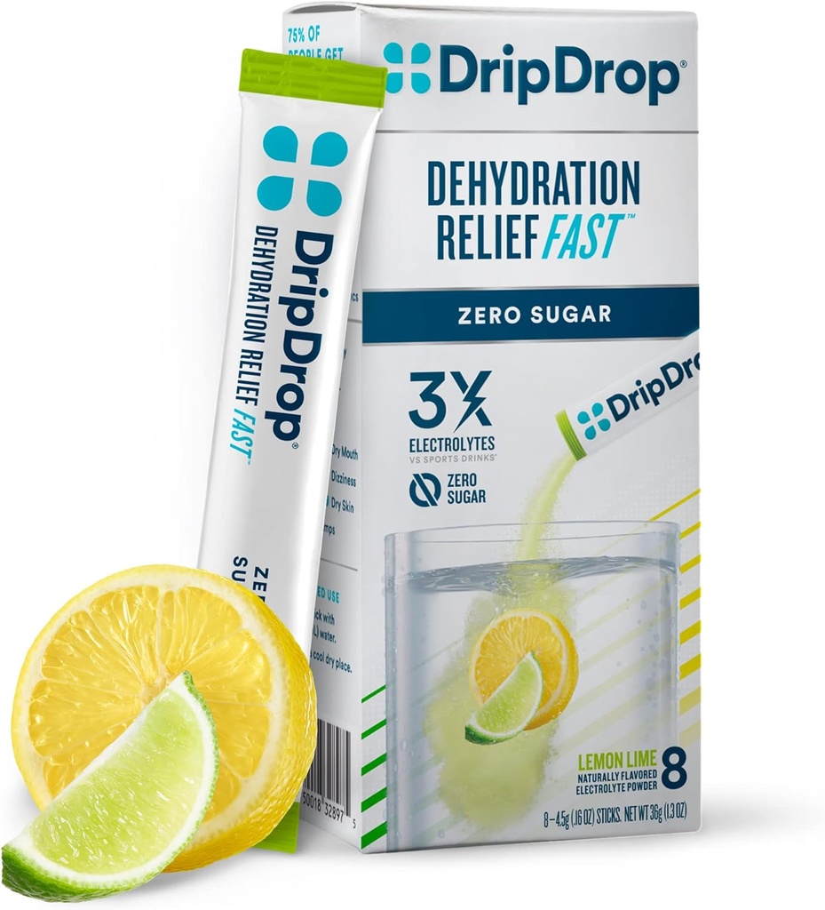 Kapljica Hidracija - Nič sladkor Elektrolit Powder Packets Keto - Lemon Lime - 8 Število