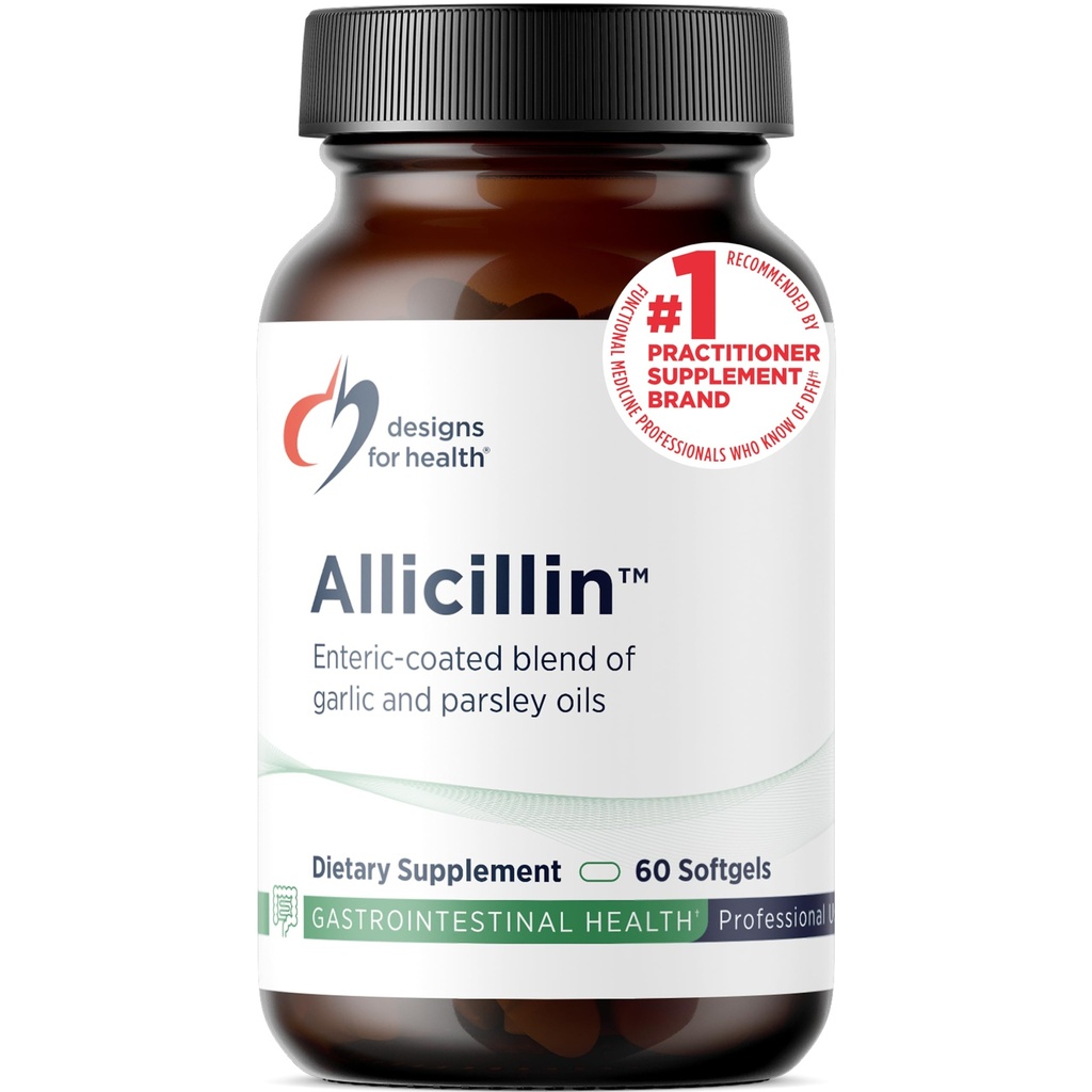Designs for Health Alicilin - Allicin dodatek z 200mg česnovo olje + peteršilj olje - čebulne tablete z močnimi sulfidi - Enteric Coated za pomoč zmanjšanje Odor, Non-GMO (60 Softgels)