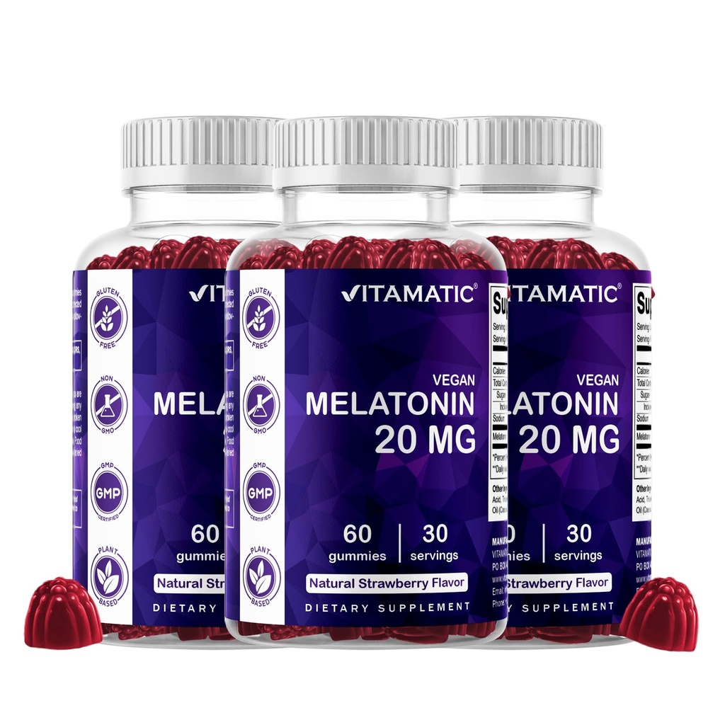 Vitamatski melatonin 20 mg Gummies za odrasle, 30 Serving - 60 vegetarijanskih žvečilnih gumijev - Nenavadno oblikovanje dodatek