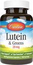 Carlson - Lutein & Greens, 20 mg, podpora vidu in očesni funkciji, antioksidant, 180 vegetarijanskih kapsul