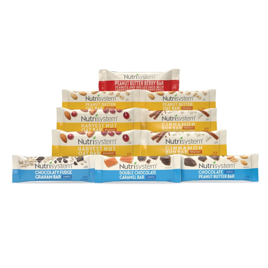 Nutrisystem® Zajtrk in kosilo Bar Variety Pack, pomaga podporo hujšanje - 10 Count