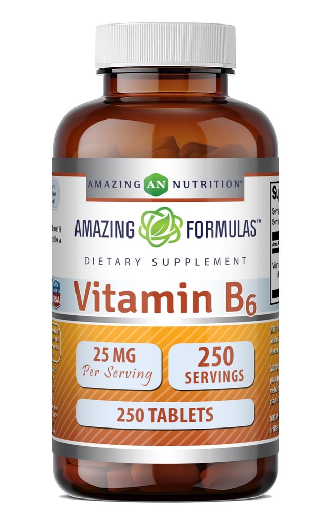 Neverjetne formule Vitamin B6 Piridoksin 25mg 250 Tablete dodatek 