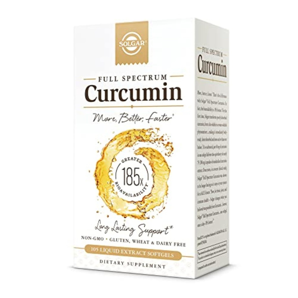 Solgar Full Spectrum Curcumin - 105 LiCaps - Vrhunska absorpcija - Možgani, Skupni in Imunski Zdravje - Vegan, Gluten-free, Non-GMO, Dairy Free - 105 Servings