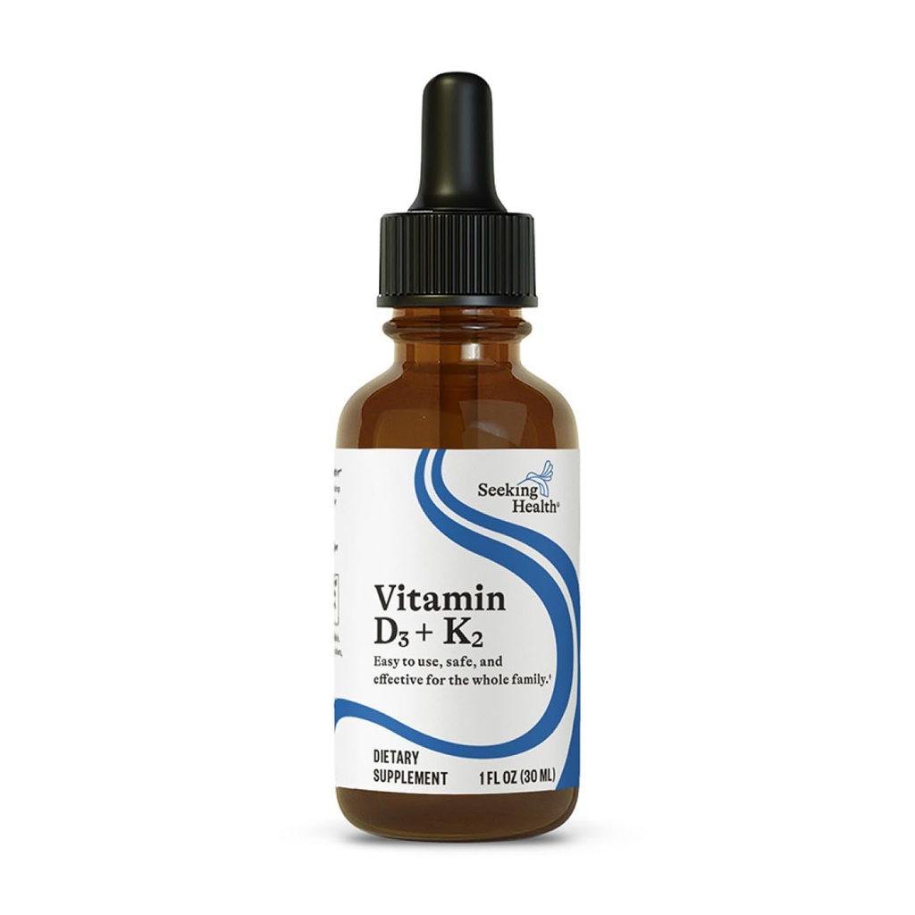 Iskanje zdravja Vitamin D3 + K2 Kapljice - Tekoči vitamin D & K podpira delovanje imunskega sistema in zdravje kosti - Aids Kalcijeva absorpcija - Aids Zdrav pretok in kroženje krvi - 1 Fl oz (30 ML)