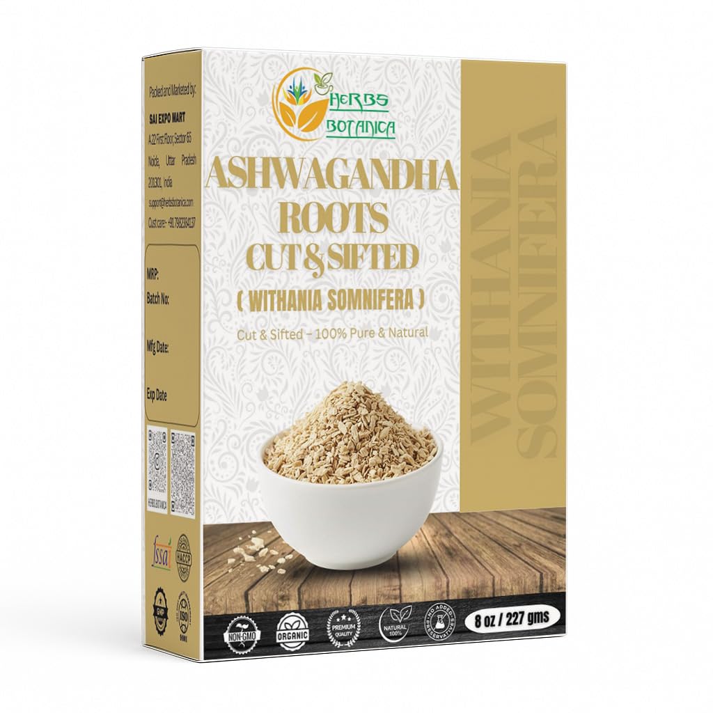 Zelišča Botanica Ashwagandha Root Tea Loose List za zeliščni čaj, Ashwagandha Čaj Herb dopolnila, Withania Somnifera za imuno podporo in moč 3-5 mm kosi Velikost 8 Oz paket