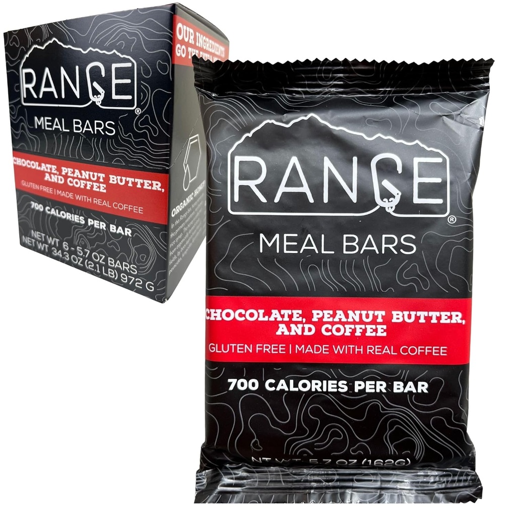 Doseg obrok Bar - Visoka kalorijska obrok Nadomestne čokoladice - Gluten Free Bars - Backpacking obroki - 6 Pack (čokoladni, arašidovo maslo in kava)