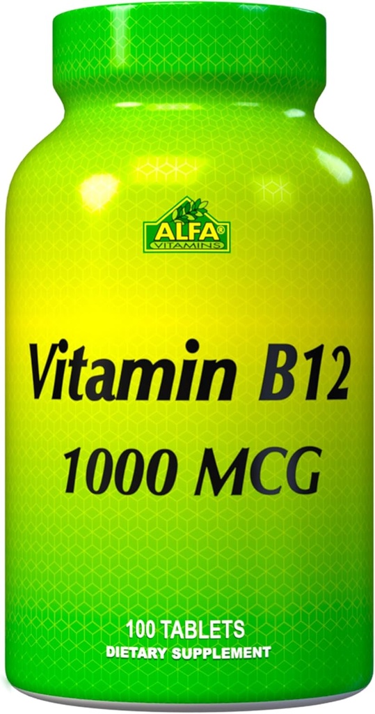 ALFA VITAMINS Vitamin B12 1000 Mcg 100 tablete. Imunski sistem. Živci in zdravje možganov. Presnova
