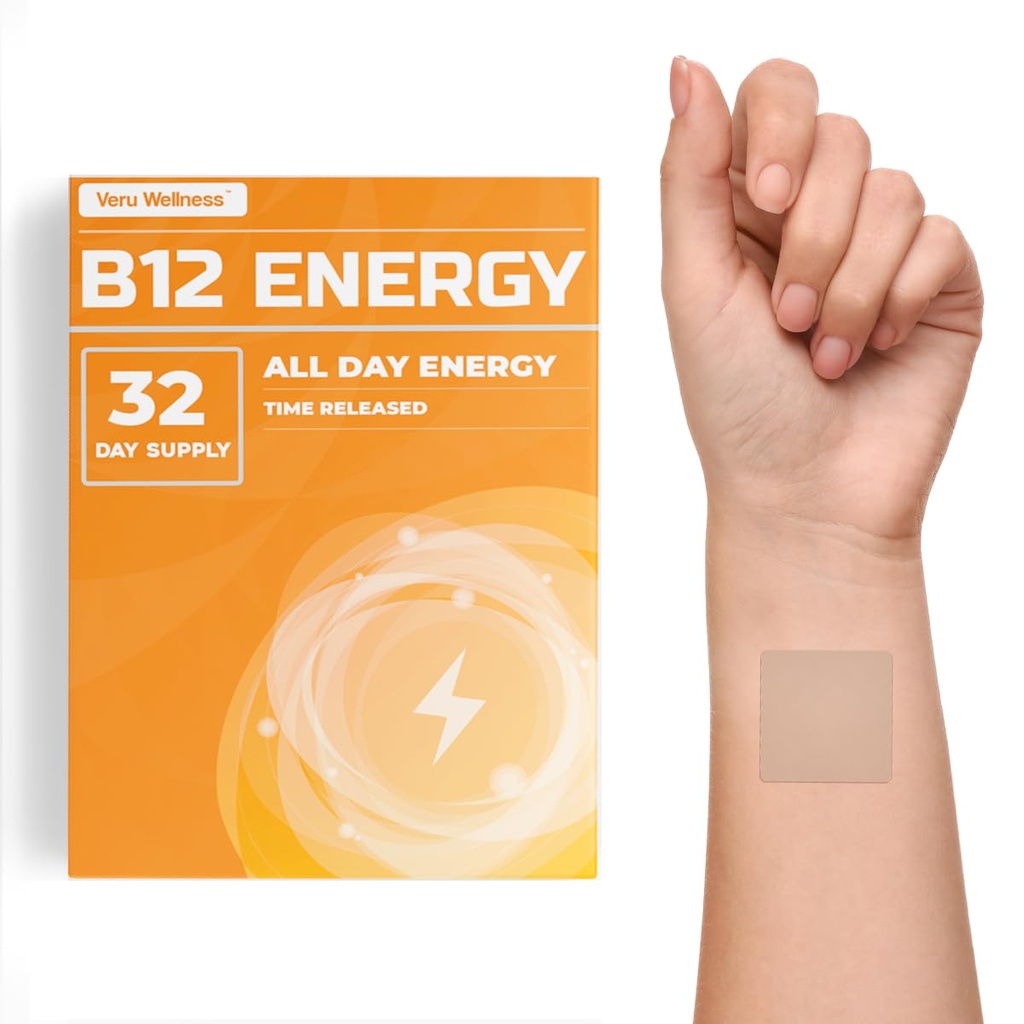 Veru Wellness B12 Energy Patch - Energija, Fokus - B12, C, B6, Železo, Guarana in Garcinia Cambogia - Zunanji Uporabi samo- 32 števk