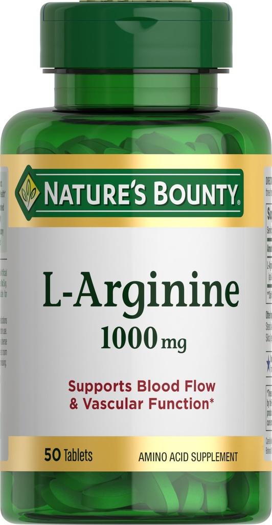 Narava Bounty L-Arginin 1000mg za podporo pretok krvi in žilne funkcije – ne-GMO, Gluten prost, 50 tablet