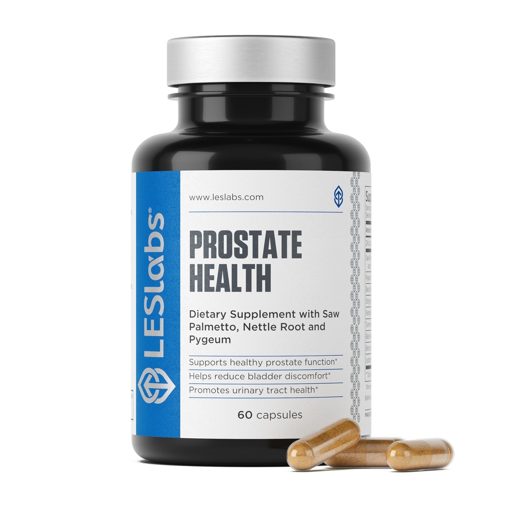 LES Labs Prostata Health – Prostata Support, Zdravje sečil Tract, Manjši obiski kopalnice & Izboljšano spanje – Saw Palmetto, Pygeum, Beta sitosterol & Nettle Root – Non-GMO Supplement – 60 kapsul