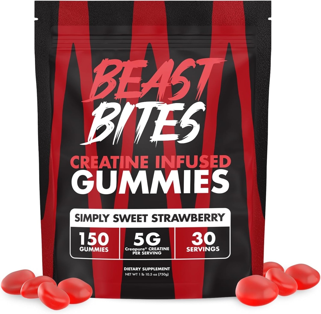 BEAST BITES - Kreatin Infundirani Gumiji - 5g Creapure Kreatin Monohidrat na strežbo - NSF Certified for sport - 30 Servings