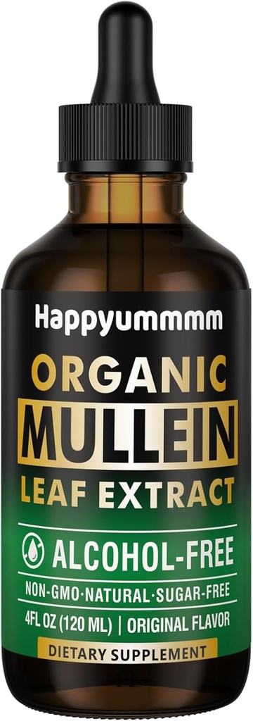 Mulleinske kapljice za čiščenje pljuč,Vegan Mullein Leaf Extract Tinktura s klorofilom, podpora Imuna, respiratorna - 4 fl oz (120 ml)