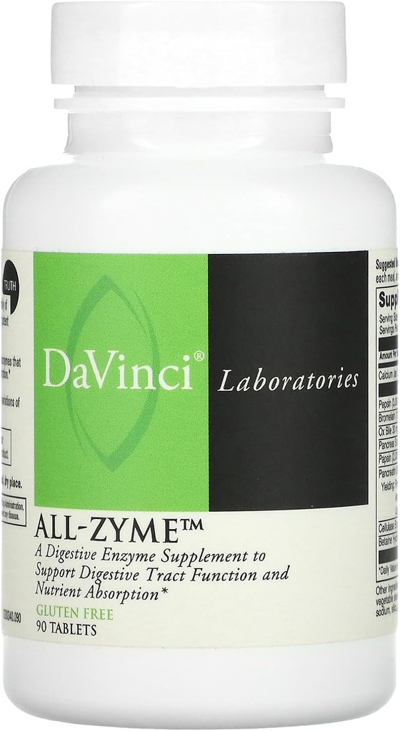 Davinci Laboratories – All-Zyme, Proteolitični encimi in Prebavni encim dopolnilo, napenjanje, plin, zaprtje, in skupno zdravje, ne-GMO sestavine, 90 tablet