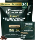 Nutrition On The Go Whey Protein Isolate Packets with Creatine – 25g Protein + 5g Kreatin – Enosmerni Travel Protein Powder – Čokolada (30-Pack)