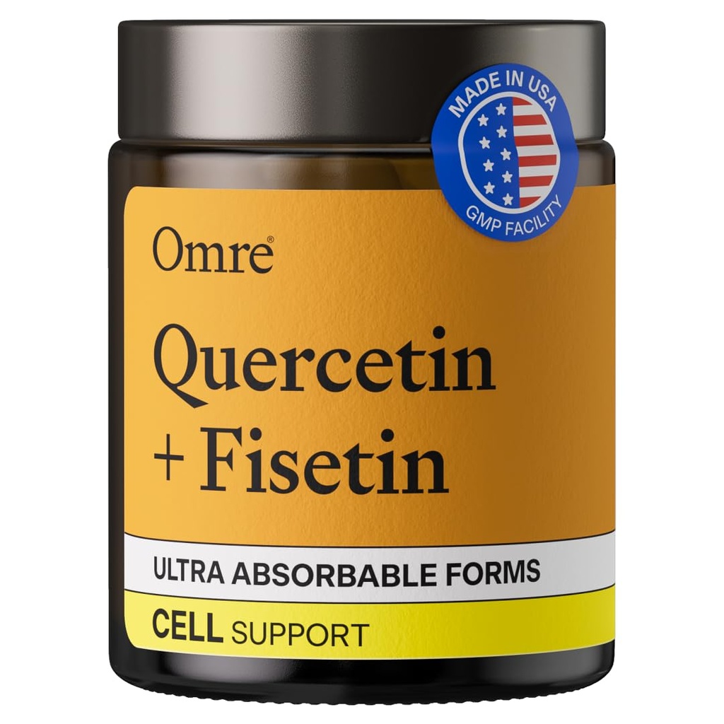 OMRE Quercetin in Fisetin dopolnila - tretja stran testirani senolitični dodatki za podporo staranju - 500mg Quercetin Phytosome in 100mg Fisetin - Zelo biološko razpoložljive oblike