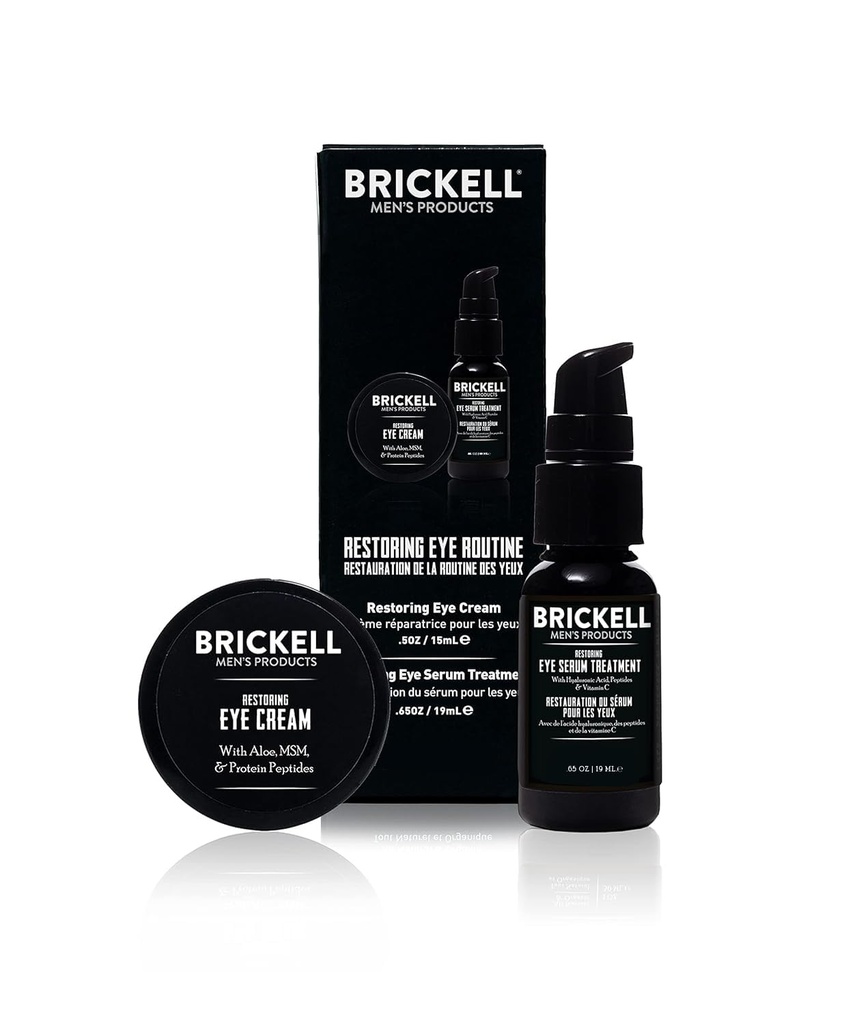 Brickell moški restavriranje oči rutina za moške, krema za oči in serum za moške, naravni in organski, neokusno, moški nego kože