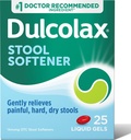 Dulolax Stool Mehčalo Laksativni tekoči gel Kapsule, Nežna zaprtost Relief za trde, suhe Stools, Docusate Natrijev 100 mg, 25 Število