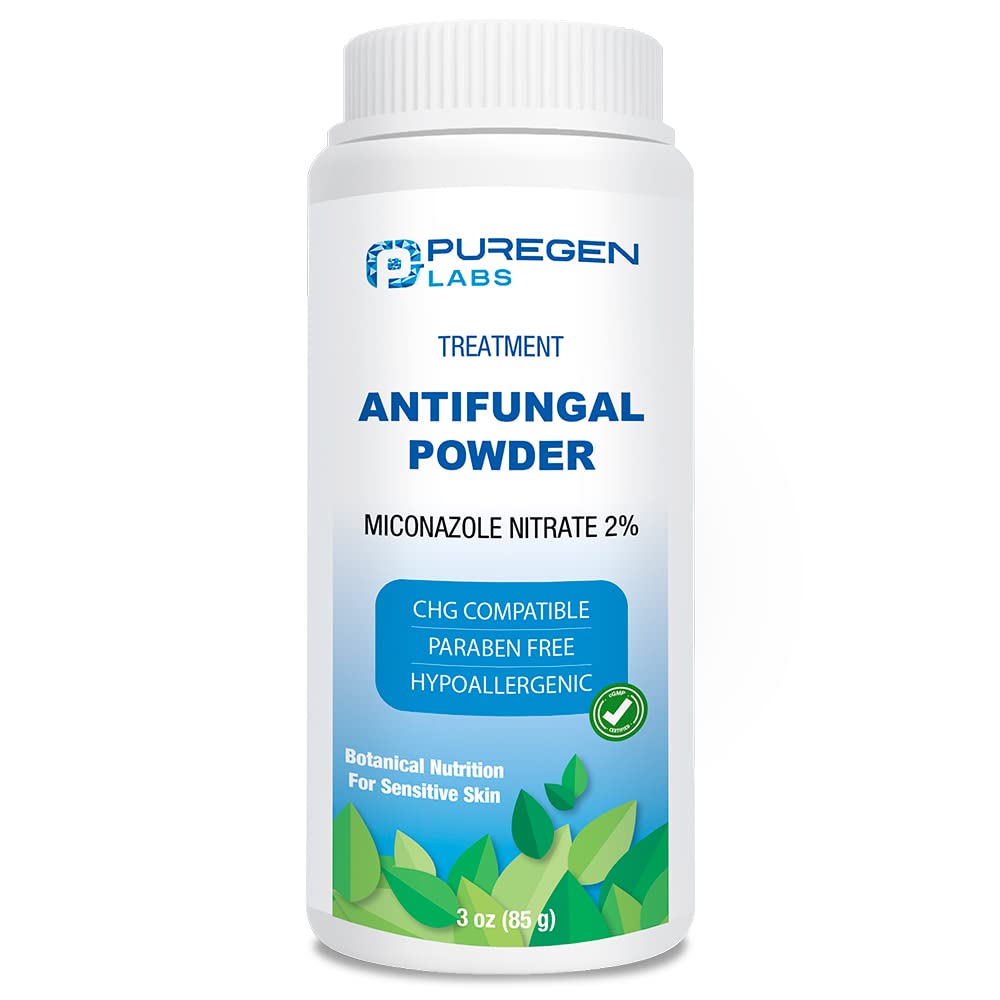 Puregen Labs Antiglivični prašek z 2% mikonazol Nitrat za pogoste glivične okužbe, vključno z Athletovo nogo, Jock Srbečico in Ringflym, brez smukca, 3 oz (85g)
