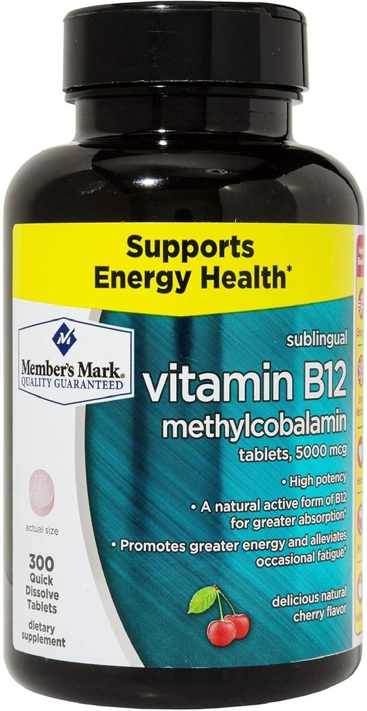 Člani Označite podjezični vitamin B12 5000mcg (300 števk)