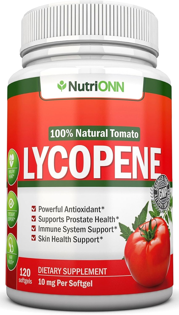Likopen - 10MG - 120 Softgels - 3-mesečna oskrba - Premium kakovost antioksidant - 100% naravni paradižnik - Super za zdravje prostate, imunski sistem podpora, zdravje srca in vid podpora