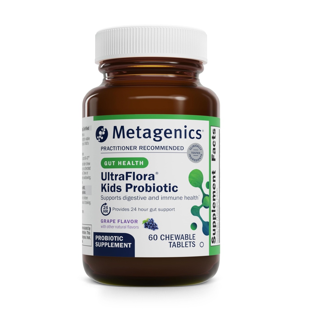 Metagenike UltraFlora Otroci Probiotik - 10 milijard CFU - Otroška probiotična mešanica - Prebavno zdravje in imuno zdravje* - za 3. in gor - 60 tablet