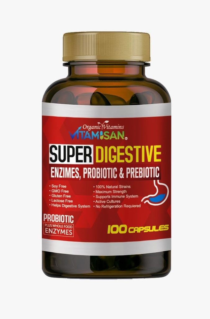 VITAMISAN prodaja Bilije Prebavne encime Pankreatin Enzimas Digestivas probiotične in prebiotične 100 kapice