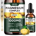Triple Magnezij kompleks dopolnilo, Magnezij Glicinat, Mešanica, Citrate tekoče kapljice 1000mg z Ashwagandha, CoQ10, Vitamin B6, C, D, cink - Vegan Ananas aroma