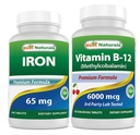 železo 65 mg in vitamin B12 6000 μg