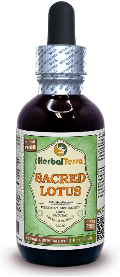 Lotus (Nelumbo nucifera) Glicerit, posušeni tekoči ekstrakt brez alkohola (Brand Name: HerbalTerra, Proudly Made in USA) 2 fl.oz (60 ml)