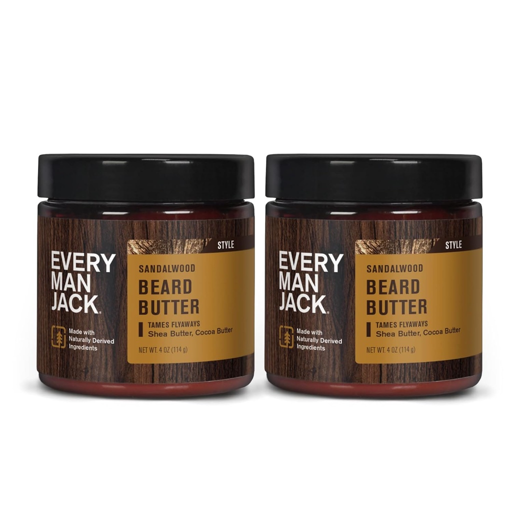 Vsak moški Jack Beard Butter- Subtle Sandalwood Fragrance - Hidrati in slogi suhe, neubogljive brade, medtem ko lajšanje srbečica - naravno izpeljani s karitejevim maslom in kokosovim oljem - 4 unče (2 pack)