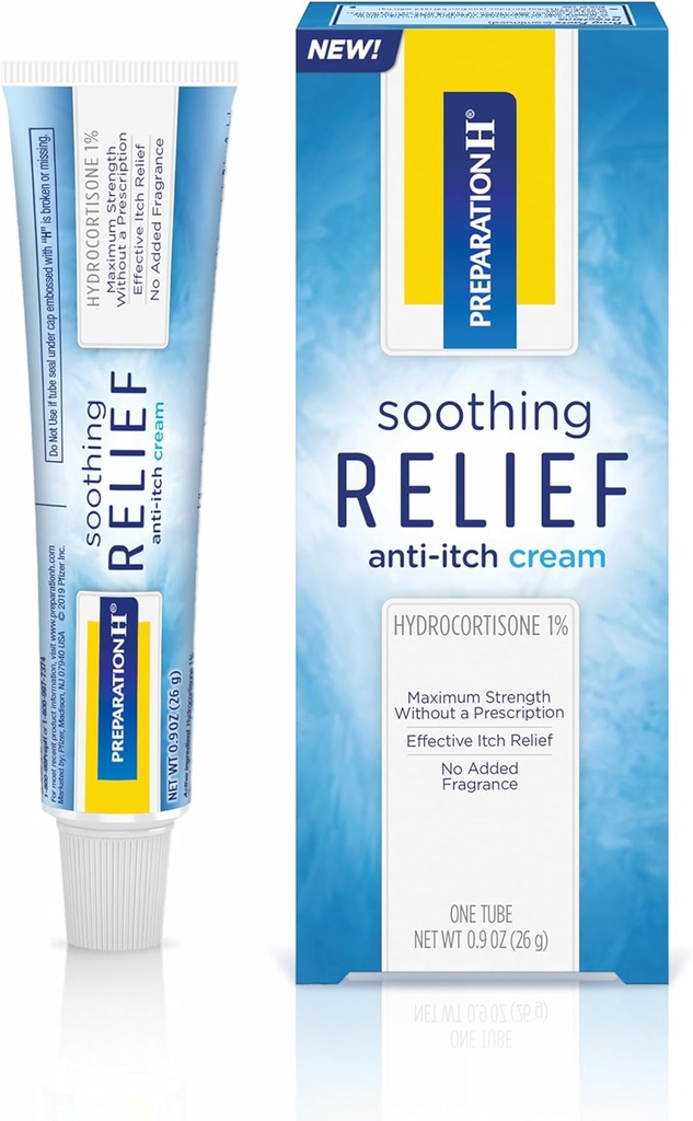 Priprava H Pomirjujoče Relief Anti Srbečica krema, 1% Hidrokortizon Krema za Butt Srbečica Relief - 0,9 Oz Tube