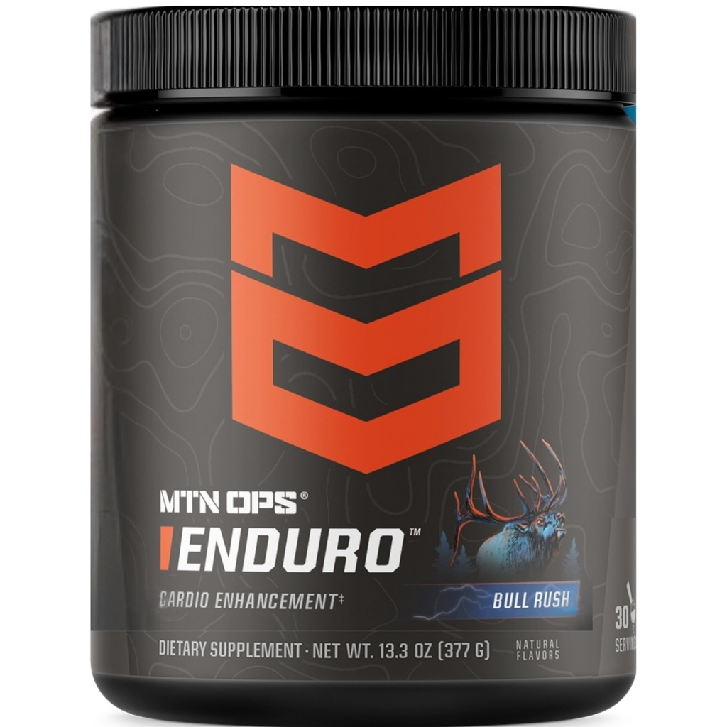 MTN OPS Enduro Dodatek dušikovega oksida & Stim-free Pre Workout - 30 Servings - z magnezijevim citratom, pesnim korenskim praškom, niacinamidom, L Arginin & L Citrulin - Bull Rush Flavor