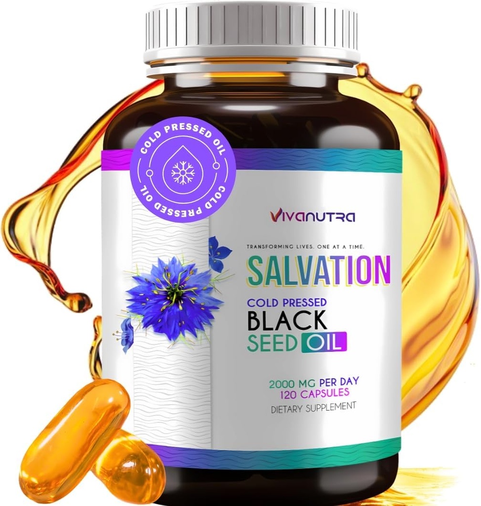 Kapsule črnega olja - hladno stiskano Nigella Sativa (turško) Timokinon, črna Cumin Nigella Sativa Seed Oil, 100% tekoče čisto črno olje 120 Count, 500mg Na kapsulo, Izdelano v ZDA