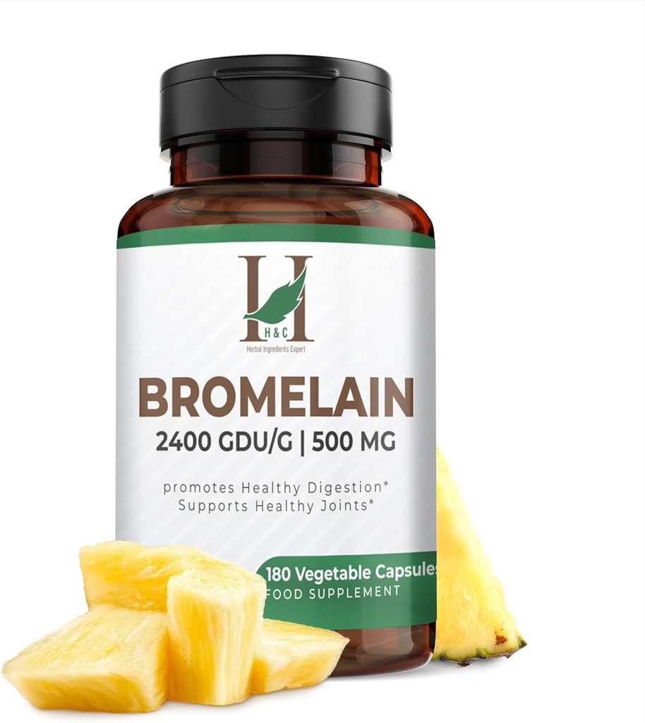 H&C HERBAL SESTAVINE STROKOVNJAKI H&C Bromelain Veg. kapsule 500 mg (2400 GDU/g) - 180 kapsul iz izvlečka ananasa