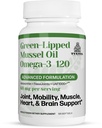TURNER Nova Zelandija Green Lipped Omega-3 Mussel Oil, 53x Višja jakost z UAF1000+ Super antioksidant za superior skupno udobje in mobilnost, Brez ribjega pookusa, 1 steklenica, 120 Softgels