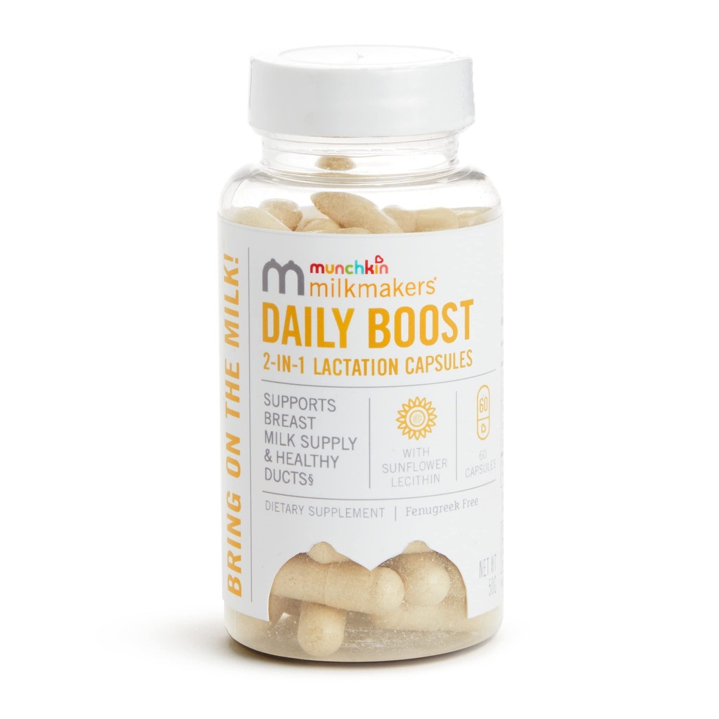 Munchkin® Milkmakers® Daily Boost 2- v-1 Dojenje Dodatki za dojenje, Zdravstvena nega in črpanje mame - Fenugreek brezplačno, 60 Kapsule