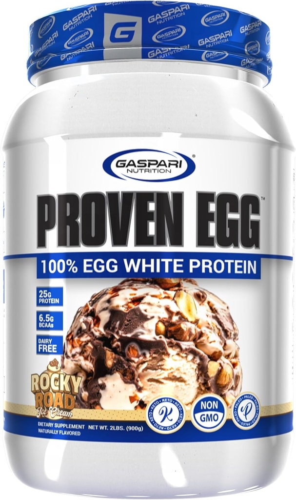 Gaspari Nutrition Provans Jajce, 100% Beljakovine, 25g Beljakovine, Keto prijazno, Mleko in laktoza, Brez soje (2 lbs, Rocky Road)