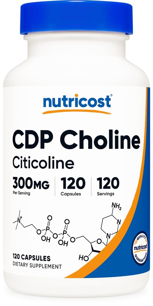 Nutricost CDP holin (Citicoline) 300mg, 120 vegetarijanske kapsule - ne-GMO, vegetarijansko prijazno, Gluten brezplačno