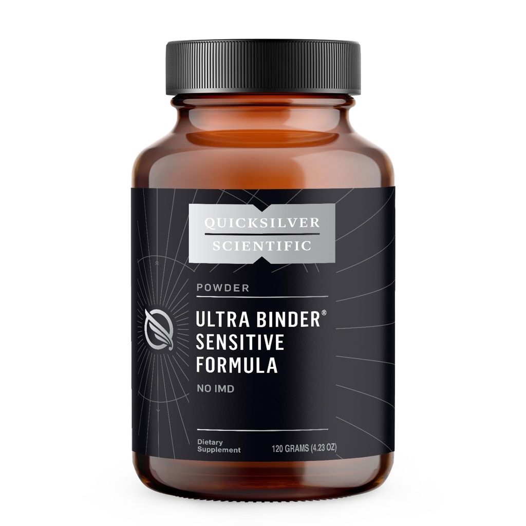 Quicksilver Scientific Ultra Binder Sensitive Formula - Gut Health Supplement z aktivnim ogljem, Bentonite Clay - Podpora za čiščenje prahu (120g)