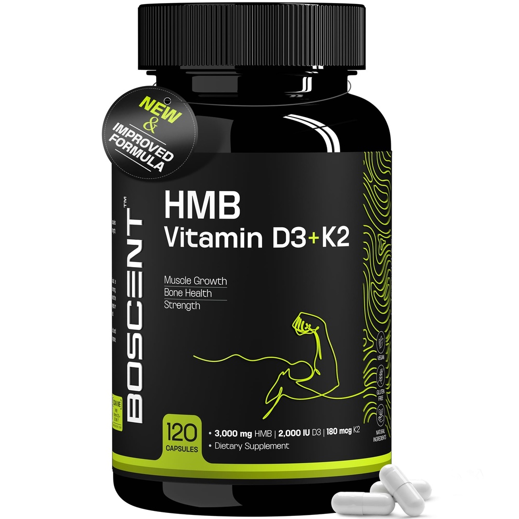 HMB in vitamin D3 dodatek 1.000 MG (180 kapsul) - HMB dopolnila s 4.000 UI D3 & kalcij - Mišična rast, moč in zdravilo - B-hidroksi B-metilbutirat butirat - Muscle Builder za moške