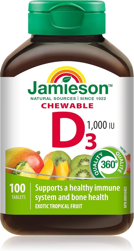 Jamieson Laboratories 1000 LU Natural Tropical Flavor Žvečljivi vitamin, 100 Število