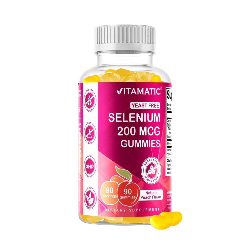 Vitamatski Selen brez kvasa Gumies 200mcg kot Selenometionin dodatek Essential Trace Mineral z vrhunsko absorpcijo 90 Gumies na osnovi pektina