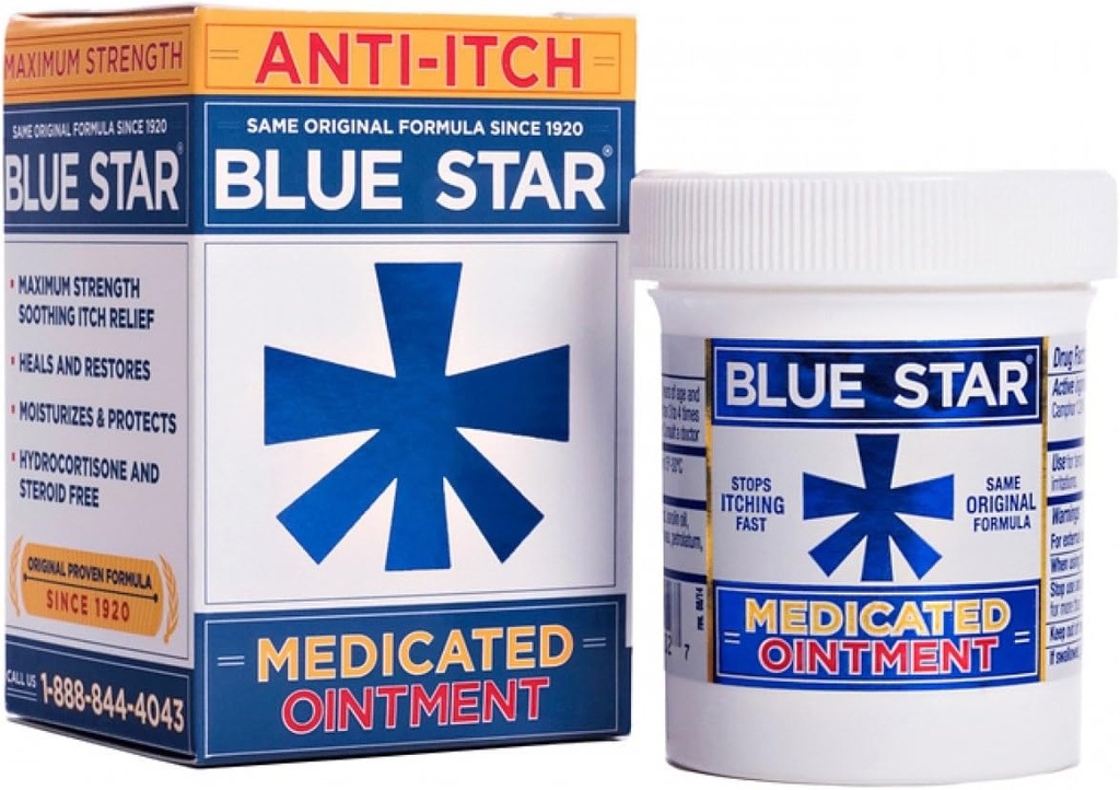 Medicated Blue Star Anti-Itch Mazilo, 2oz na pakiranje (2 pakiranji)