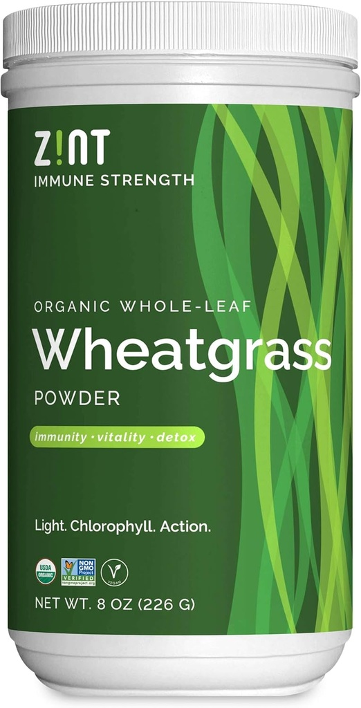 Zint Wheatgrass prašek, organski (8 oz): zmogljiv imunski dodatek za podporo, celoten list antioksidant klorofil vir za detox, Immunity Booster