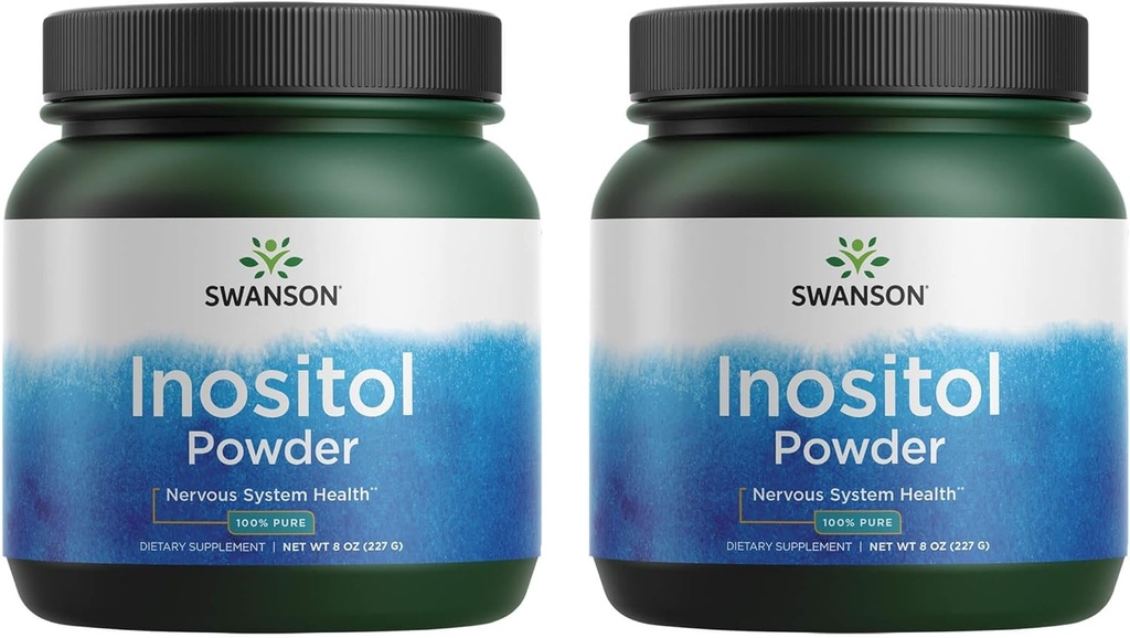 Swanson 100% Pure Inositol Powder - Natural Supplement Promotion Focus & Relaxation - Živčna in celična podpora - (8oz) 2 Pack