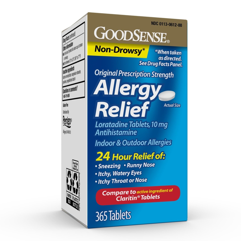 GoodSense Alergija Relief Loratadine tablete 10 mg, Antihistaminik, Alergija Medicine za 24 ur Alergija Relief, 365 Število